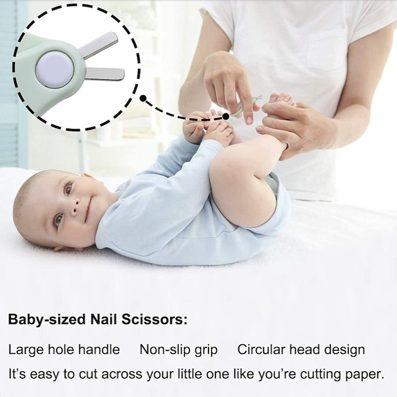 High Quality Baby Manicure Pedicure Kit Nail Clipper Scissor Tweezer File Bear Nasal Aspirator for Newborn Infant Toddler Mint Green